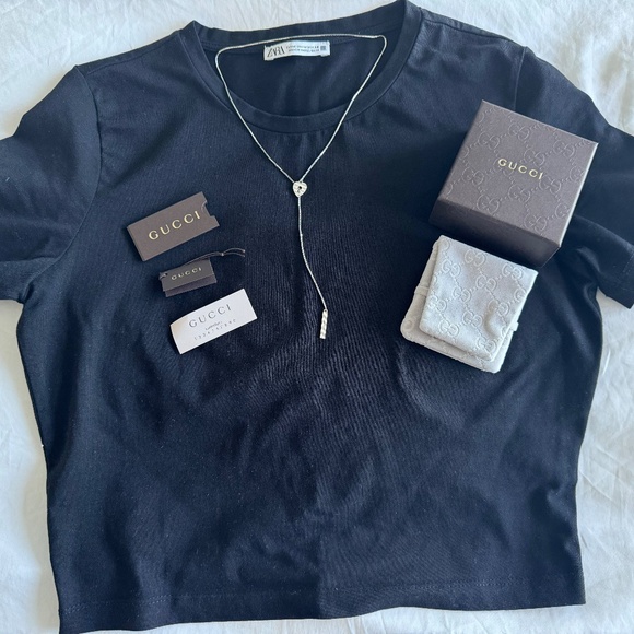 Gucci Lariat Sterling Silver Necklace Heart Key Chain 24'' - Picture 3 of 6